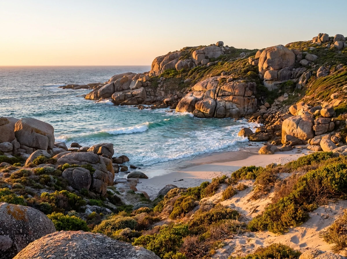 Rocky Atlantic seaboard coastline of granite boulders and clear water, typical of Bantry Bay's rock-front frontage